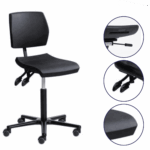 ERGOSLIM Asynchrone 3 manettes Polyuréthane 200 Roulettes Alu 610 46/66cm +régl.prof. Assise