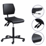 ERGOSLIM Asynchrone 3 manettes Polyuréthane 130 Roulettes Alu 610 39/60cm +régl.prof. Assise