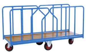 Chariot modulaire charges longues, 2 ridelles tube, 1800 x 800 mm, roues losange, 500 kg