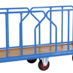 Chariot modulaire charges longues, 2 ridelles tube, 1800 x 800 mm, roues losange, 500 kg