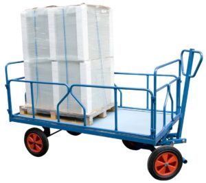 Chariot avant train pivotant habillage tube, 1600 x 800 mm, roues PN, 1000 kg