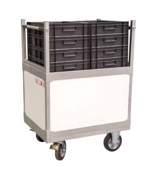 Chariot niveau constant polypropylène, 800 x 600 mm, 200 kg