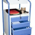 Pupitre avec rangement, 4 tiroirs, à roulettes, 150 kg