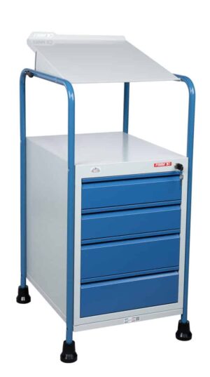 Pupitre à plan inclinable, 4 tiroirs, 150 kg