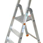 Escabeau aluminium repliable, 3 marches, 150 kg