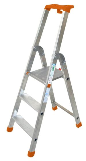 Escabeau aluminium repliable, 3 marches, 150 kg