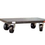 Plateau roulant bois enrobé de caoutchouc, 600 x 400 mm, roues CC, 210 kg