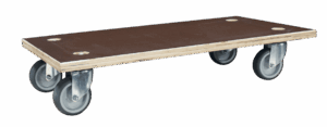 Plateau roulant bois glissnot, 600 x 300 mm, roues TPR, 150 kg
