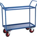 Servante 2 plateaux tôle avec rebord, 935 x 435 mm, 400 kg