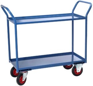 Servante 2 plateaux tôle avec rebord, 935 x 435 mm, 400 kg