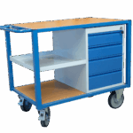 Servante établi équipée, demi plateau tôle + 4 tiroirs, 500 kg