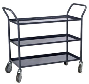 Servante 3 plateaux tôle avec rebord, 935 x 435 mm, 200 kg