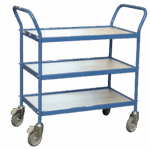 Servante 3 plateaux bois, double poignées verticales, 780 x 420 mm, 150 kg