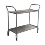 Desserte 2 plateaux tôle avec rebord, 935 x 435 mm, 200 kg