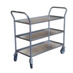 Desserte 3 plateaux tôle avec rebord, 935 x 435 mm, 200 kg
