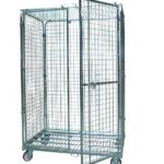Roll acier zingué, 4 ridelles avec porte verrouillable, 1140 x 760 mm, 600 kg