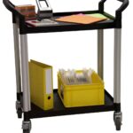 Desserte 2 plateaux plastique, 680 x 450 mm, 250 kg