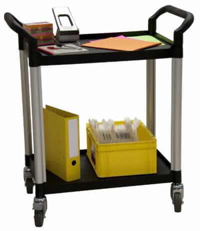 Desserte 2 plateaux plastique, 680 x 450 mm, 250 kg