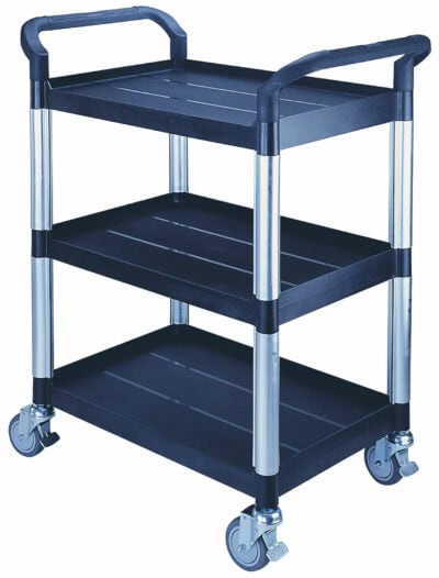 Desserte 3 plateaux plastique, 680 x 450 mm, 250 kg