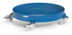 Rouleur pour fûts 200 L avec cuvette acier étanche