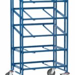 Servante pour bacs, armature ouverte, 5 plateaux
