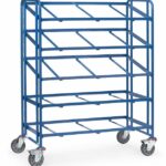 Servante pour bacs, armature ouverte, 5 plateaux