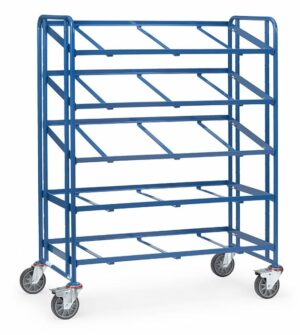 Servante pour bacs, armature ouverte, 5 plateaux