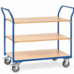 Chariot 3 plateaux tubes acier, 2 dossiers