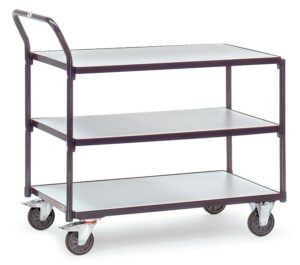 Chariot ESD 3 plateaux à dossier de poussée