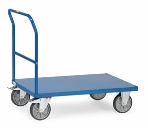 Chariot à dossier de poussée - plateau en tôle