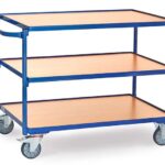 Servante 300 kg, 3 plateaux avec barres de poussée