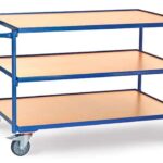 Servante 300 kg, 3 plateaux avec barres de poussée