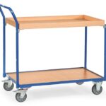 Servante 250 kg, 2 plateaux dont 1 à rebords