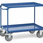 Chariot tôlé 2 plateaux à rebords étanches