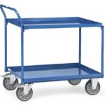 Chariot tôlé 2 plateaux à rebords étanches