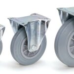 Roue fixe à bandage caoutchouc bleu gris