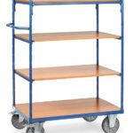 Chariot 4 plateaux, 2 ridelles ouvertes