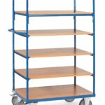 Chariot haut, 5 plateaux et 2 ridelles ouvertes
