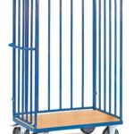 Chariot haut pour colis, 3 ridelles à barres