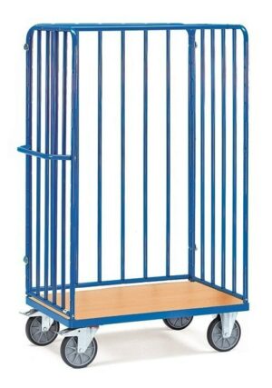 Chariot haut pour colis, 3 ridelles à barres