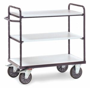 Chariot ESD , 3 plateaux et 2 ridelles ouvertes