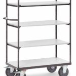 Chariot ESD, 4 plateaux et 2 ridelles ouvertes