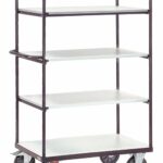 Chariot haut ESD, 4 plateaux et 2 ridelles