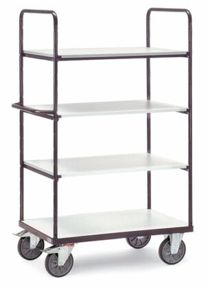 Chariot haut ESD, 4 plateaux et 2 ridelles