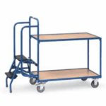 Chariot pour commandes, 2 plateaux avec marchepied