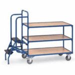 Chariot pour commandes, 3 plateaux avec marchepied